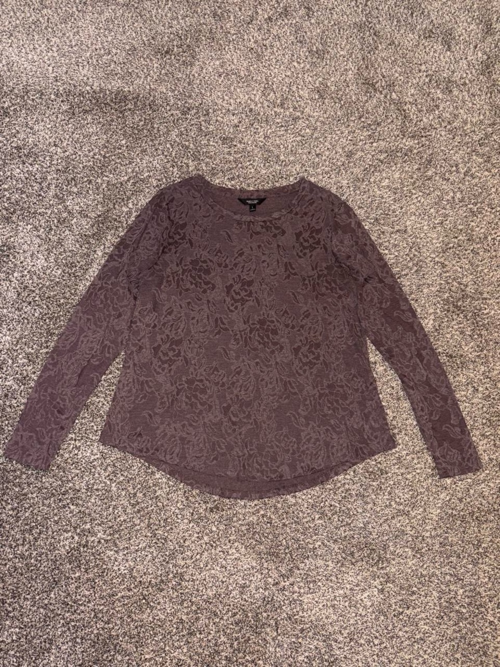 Burgundy long sleeve blouse floral lace design